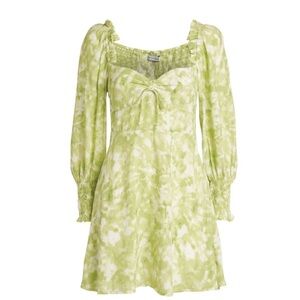 FAITHFULL THE BRAND Arianne Mini Dress in Lime Roos Tie Dye